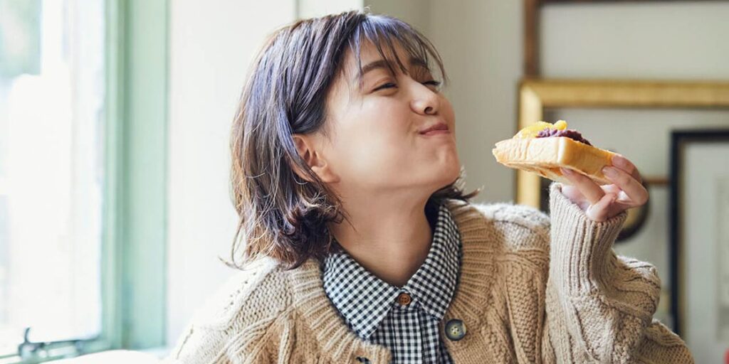 美味しいものを食べた人